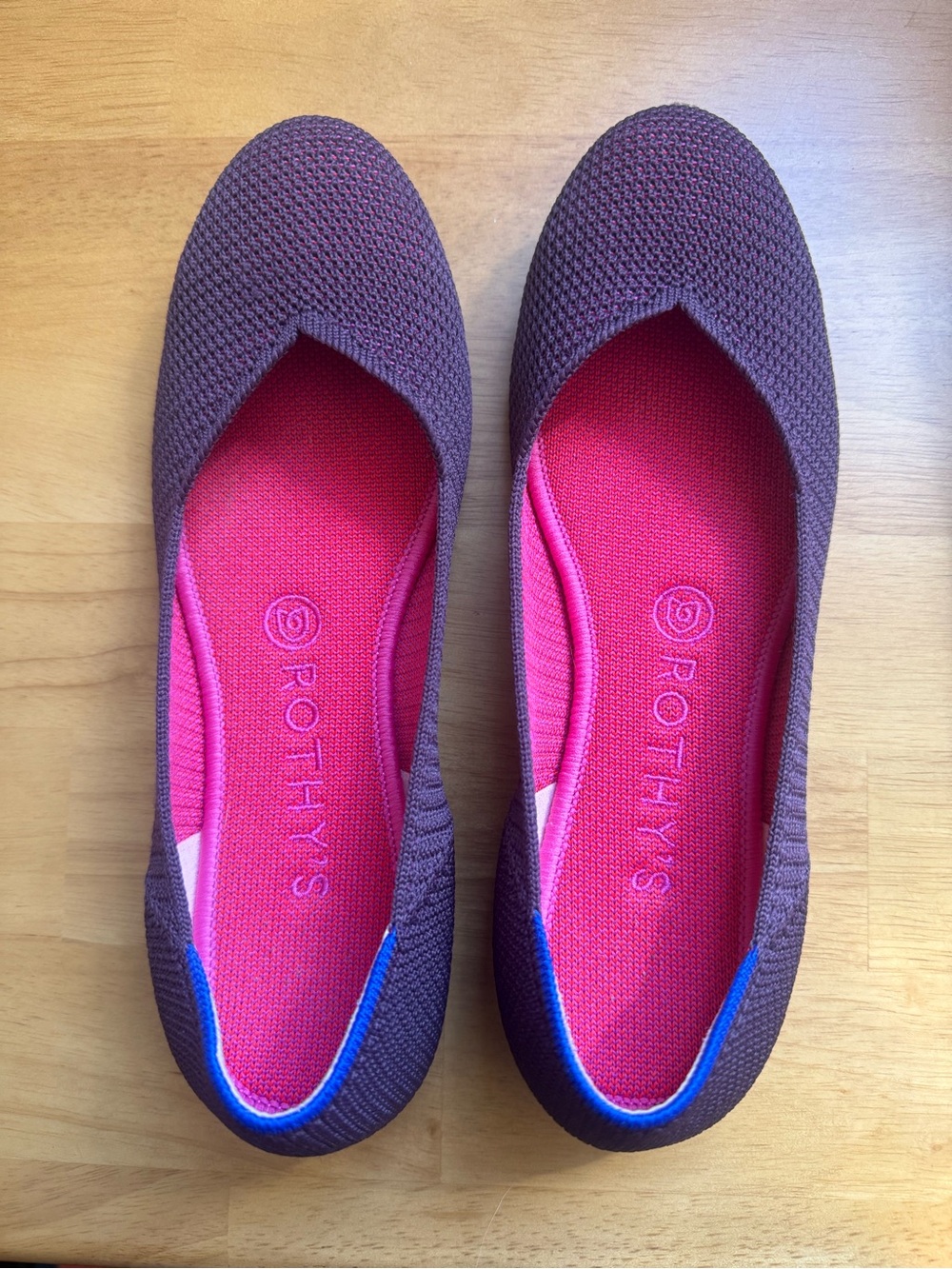 Rothy’s The Daily Flat Purple Pink (Burgundy) Knit Ballet Flats Women’s Size 8